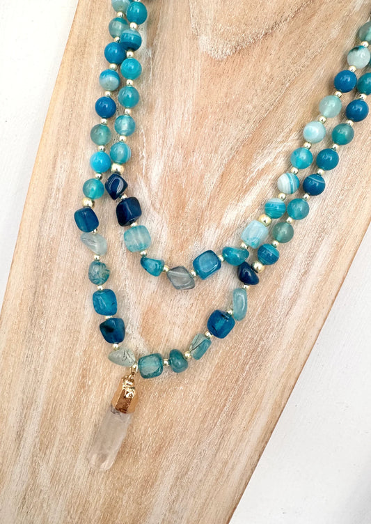 Semi Precious Blue Jada Necklace