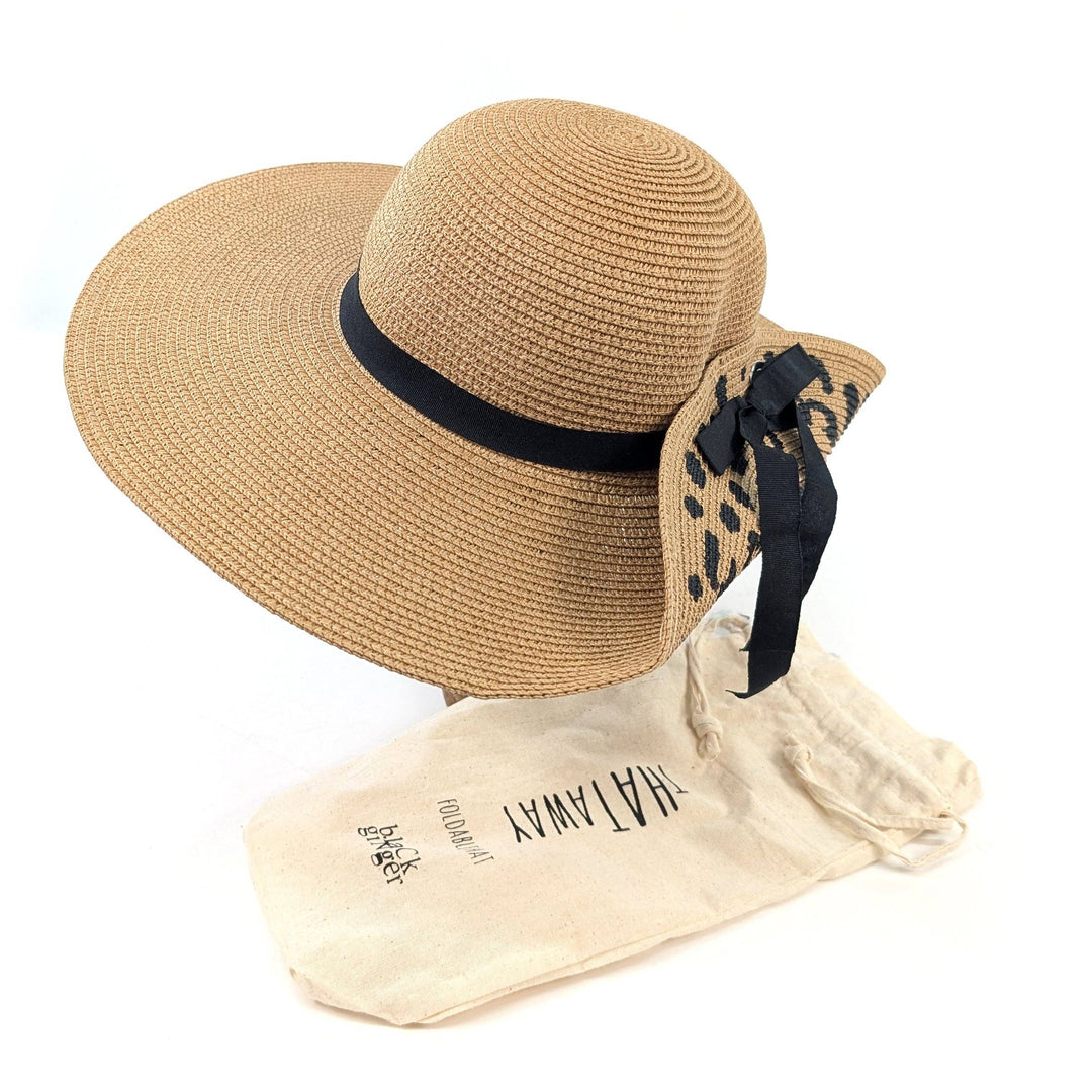 Black Ginger Foldable Animal Print Hat - Eco-Friendly Sun Protection