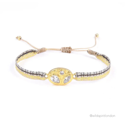 Crystal Oval Adjustable woven friendship bracelet