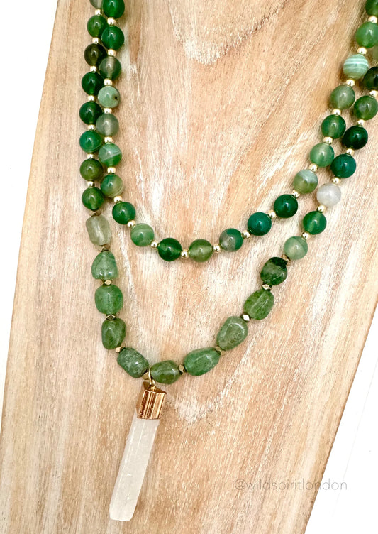 Semi precious stones Green Jada Necklace