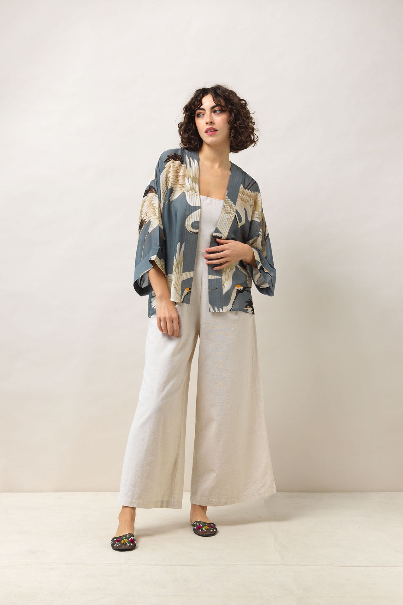 Stork Slate Grey Kimono