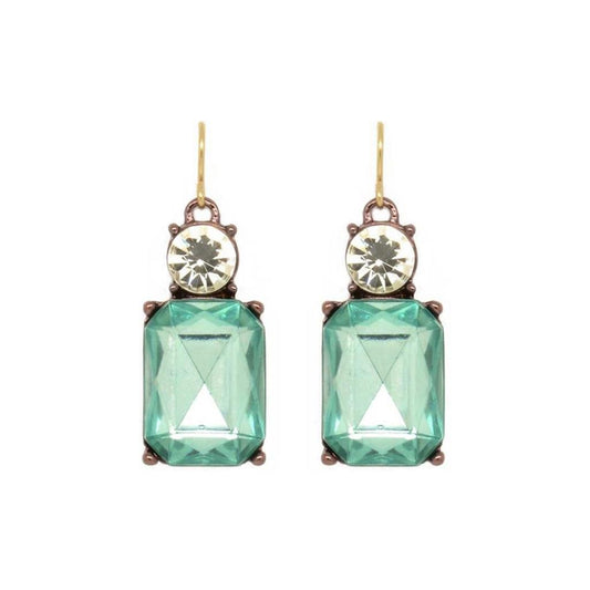 Twin gem earring green & clear