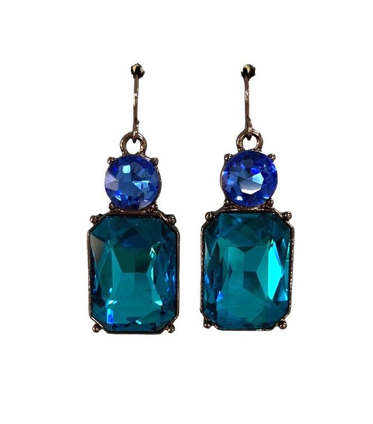 Twin gem earring turquoise & blue