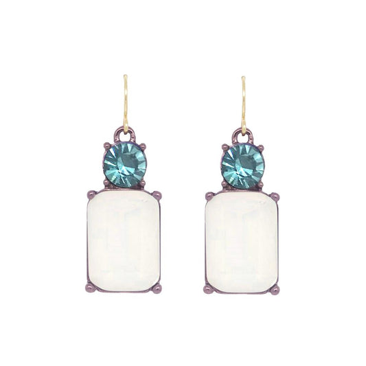 Twin gem earring opal white & aqua