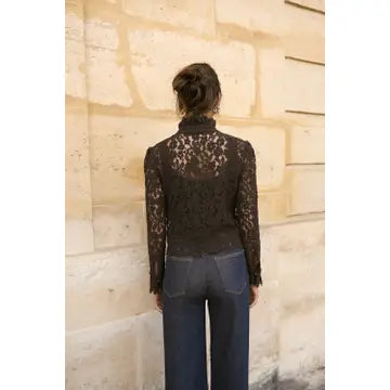 Sabina Lace Blouse - Brown
