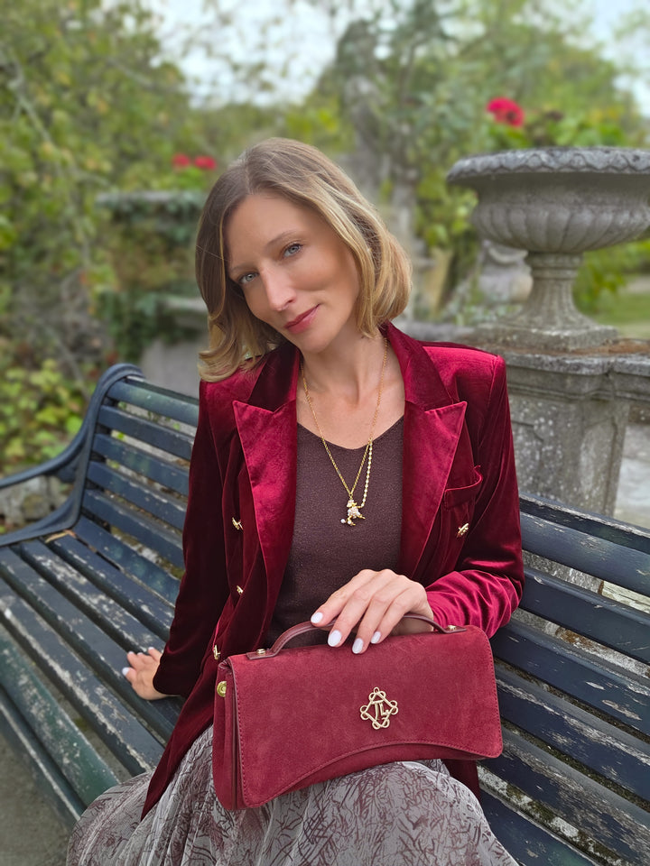 Octavia Velvet Blazer - Burgundy