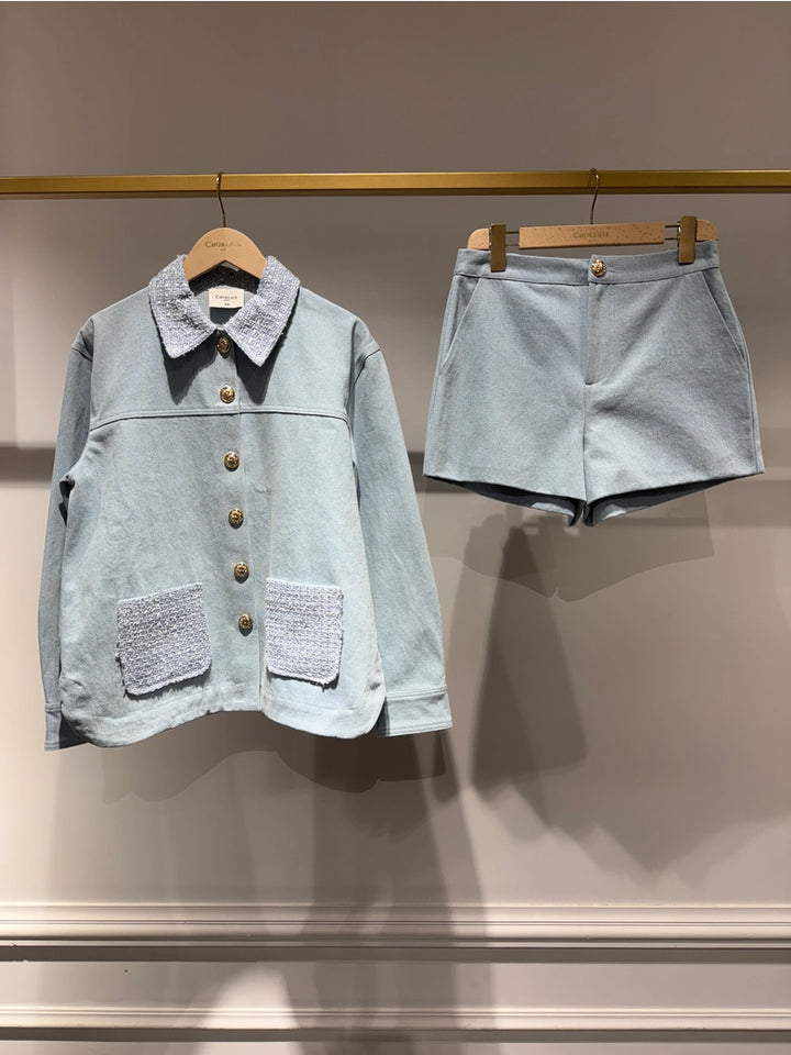Tessa Denim Cotton Shorts -light wash Blue
