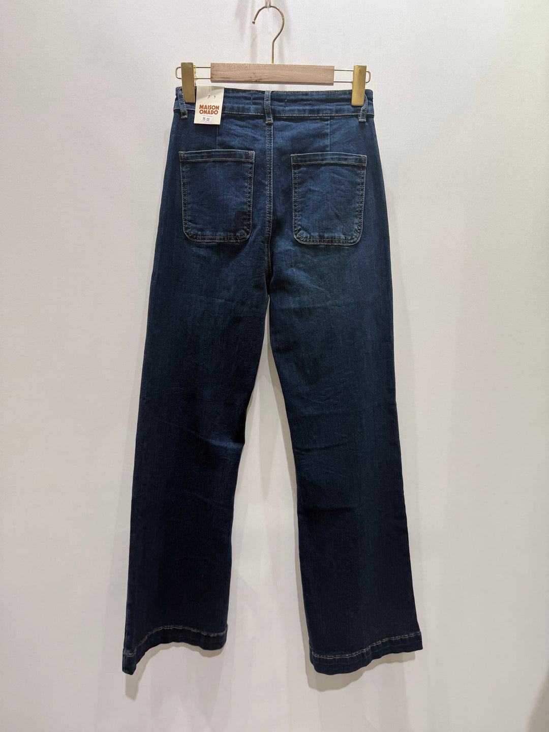 Florence Dark Wash Floral Pocket Wide Leg Jeans