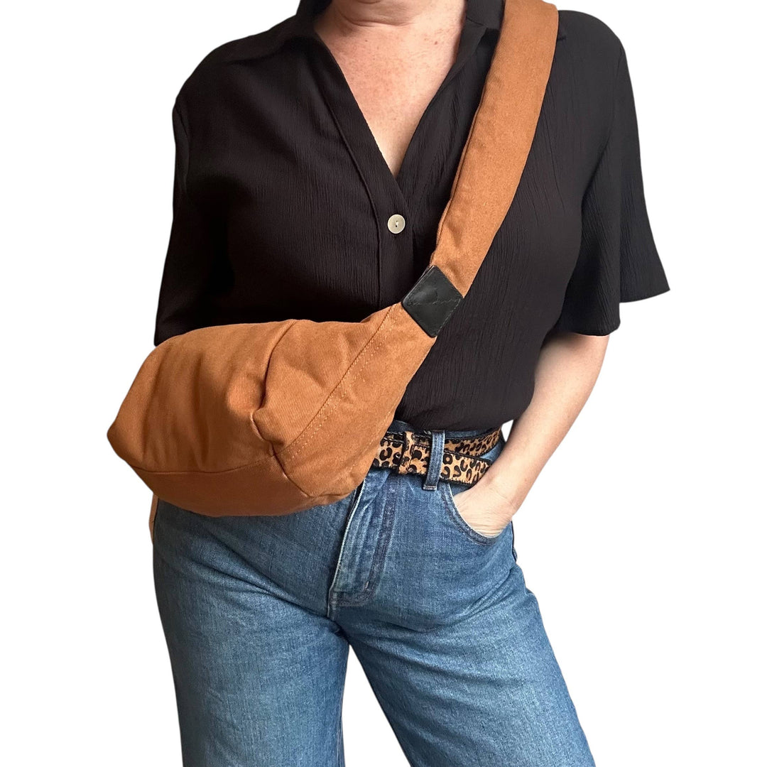 Brixton cross body sling bag - plain brown