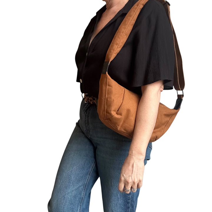 Brixton cross body sling bag - plain brown