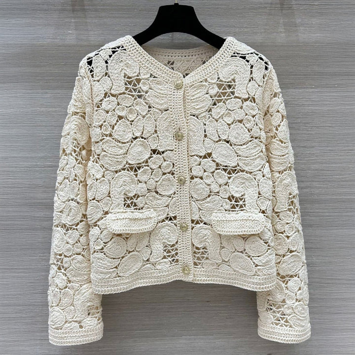 Capri Cream Floral Crochet Cardigan