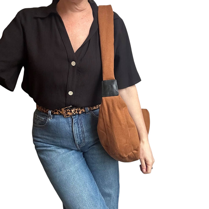 Brixton cross body sling bag - plain brown