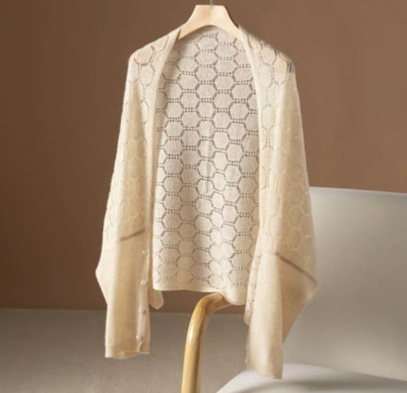 Heidi Delicate Open Knit cardigan with Button Detail - Cream