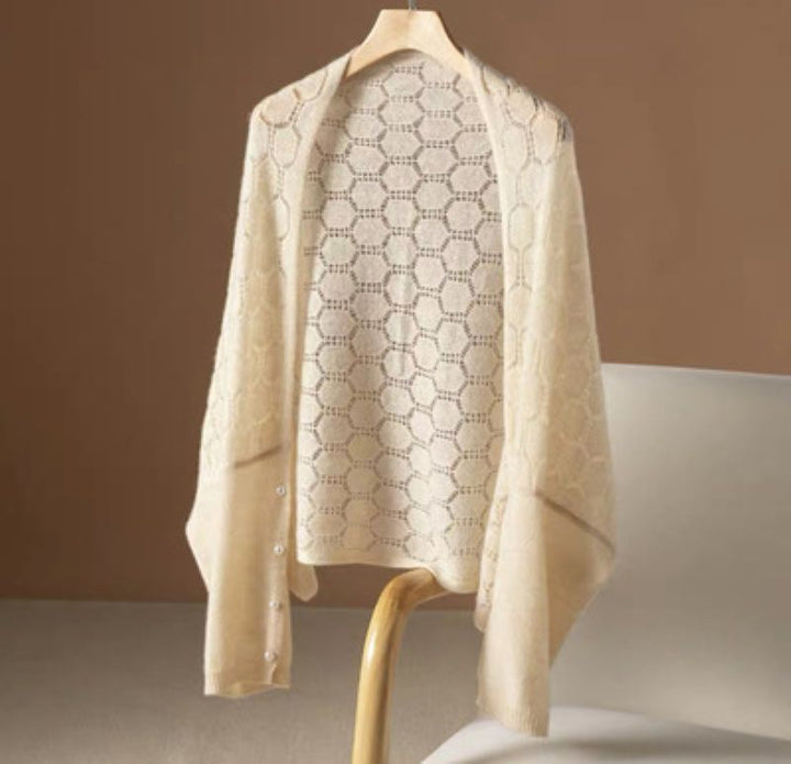 Heidi Delicate Open Knit cardigan with Button Detail - Cream