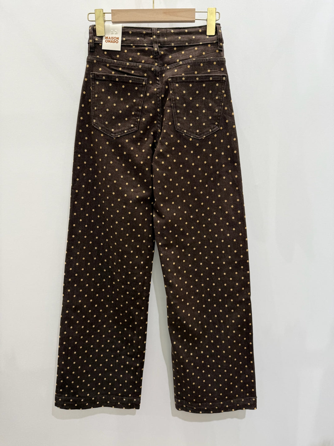 Margot Brown & Ecru Polka Dot Wide Leg Jeans