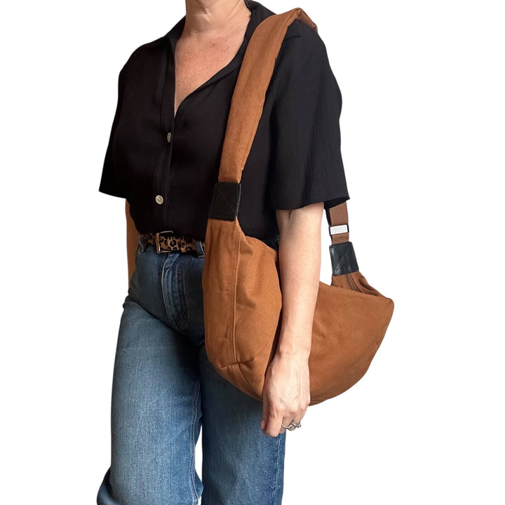 Brixton cross body sling bag - plain brown