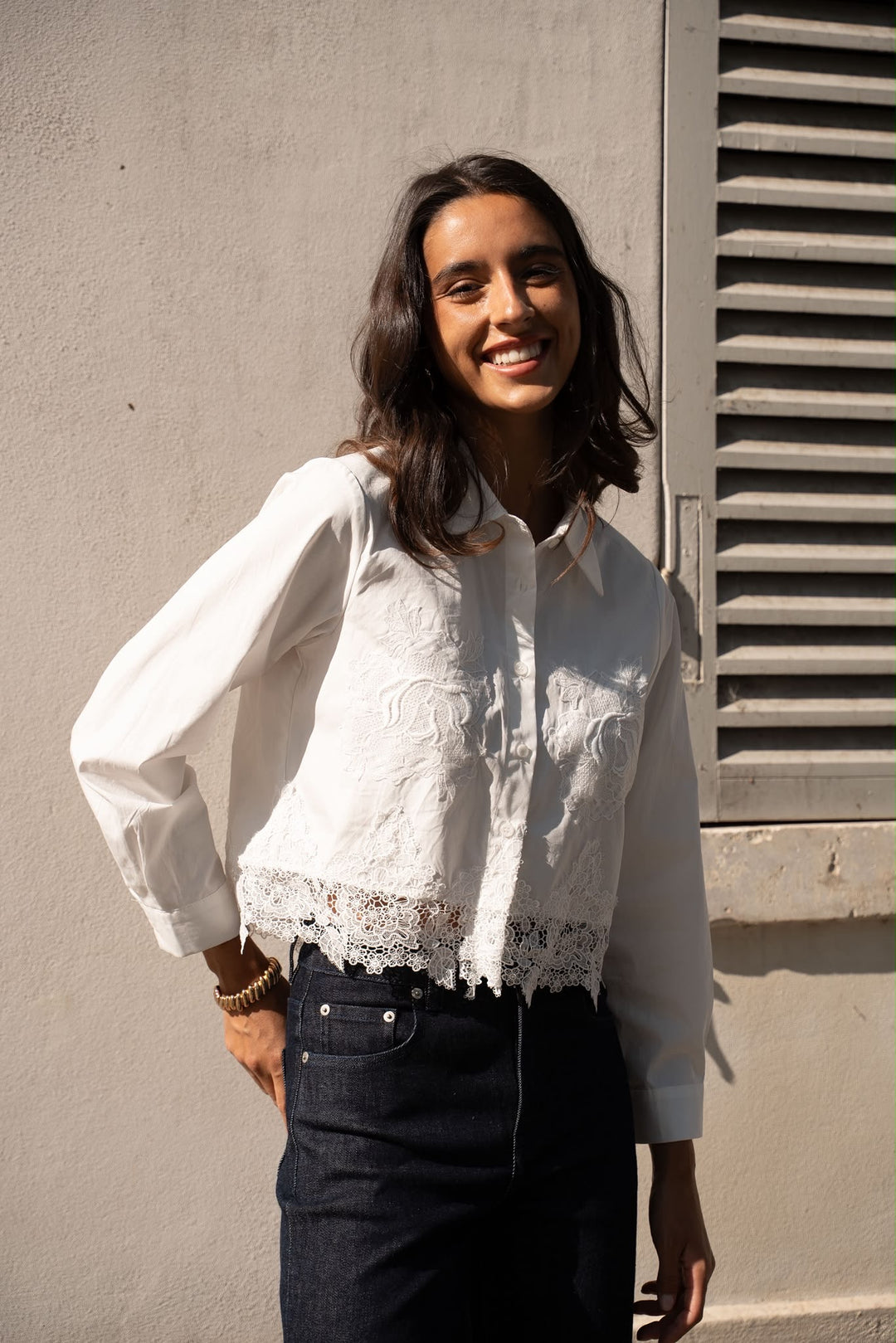 Beverley White Lace & Embroidery Shirt