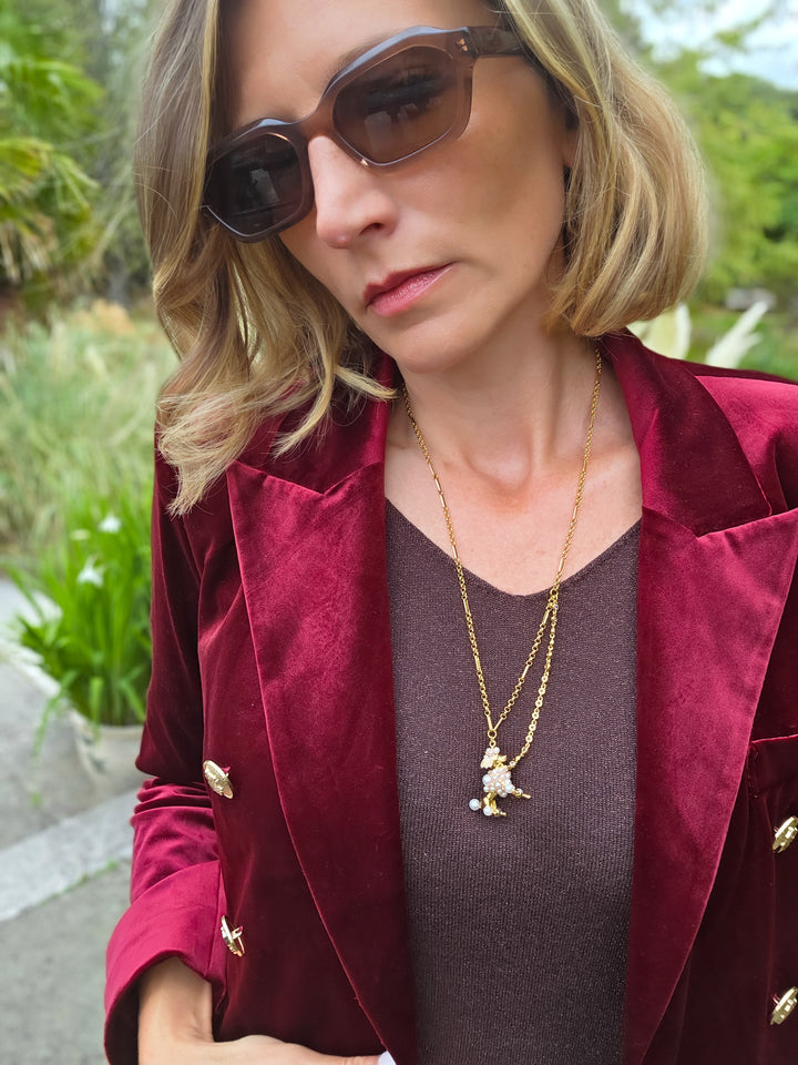 Octavia Velvet Blazer - Burgundy