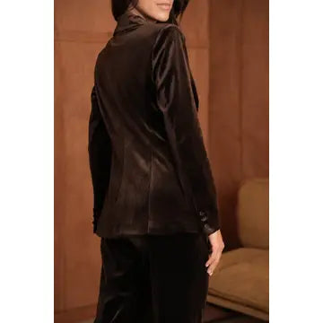 The Victoria Velvet Blazer - Brown
