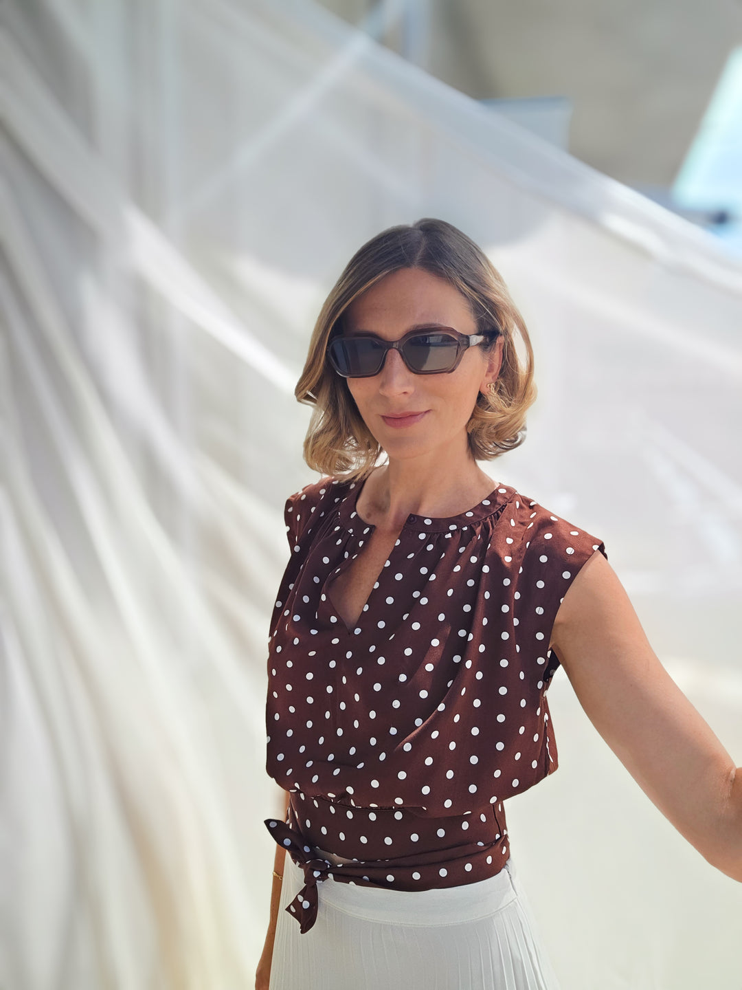 Alexis Polka Dot Blouse - Chocolate