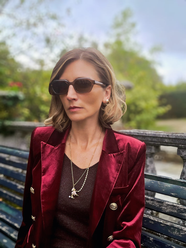 Octavia Velvet Blazer - Burgundy