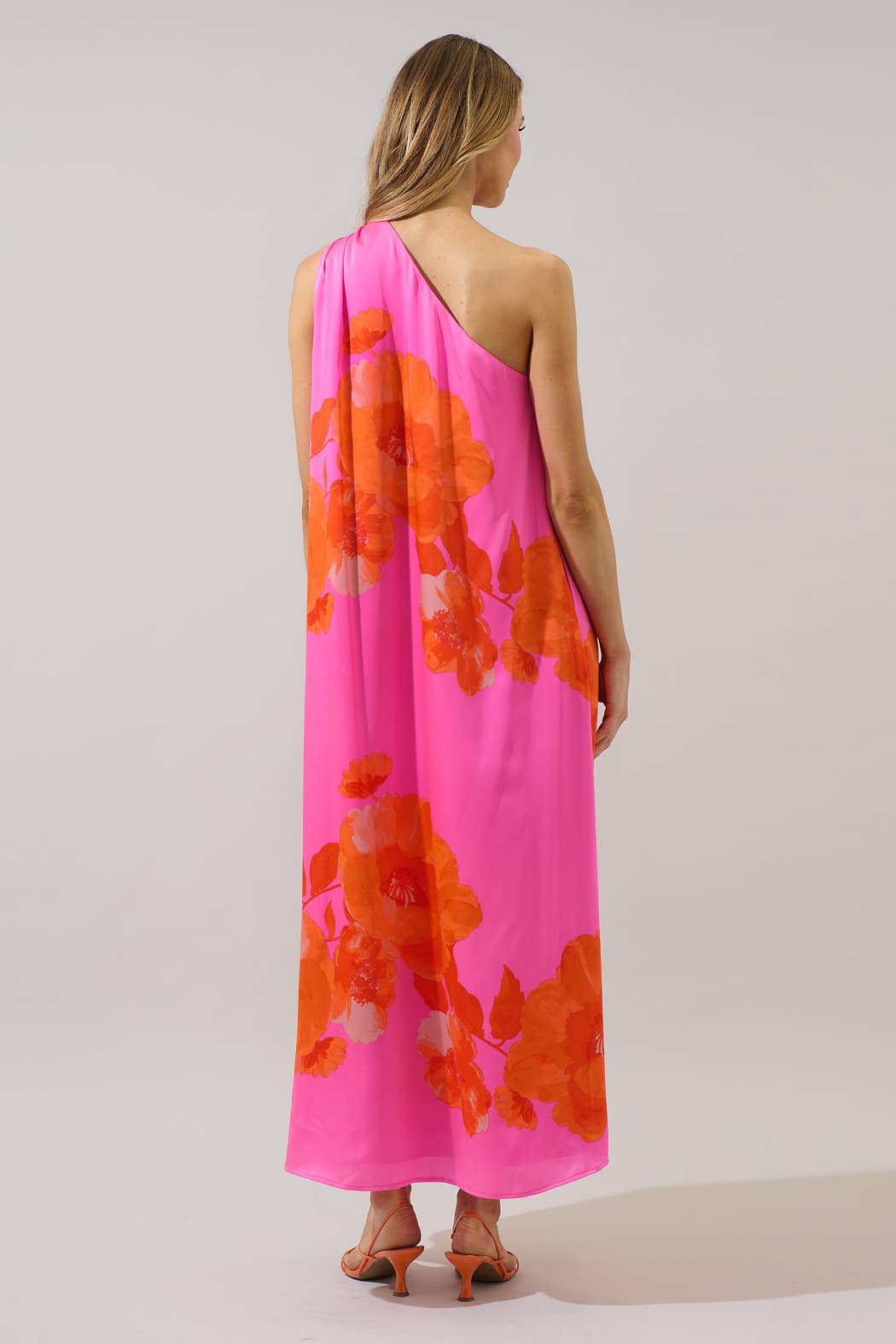 Elodie  Floral Pleated Maxi Dress - Pink/Orange