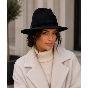 Serena - Wool Fedora Hat - Navy Blue or Grey