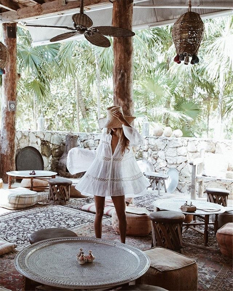 Elizabeth White Cotton Beach Cover-Up