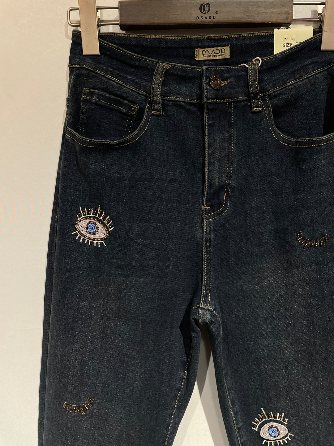 Iris Dark Wash Embroidered Eye Jeans