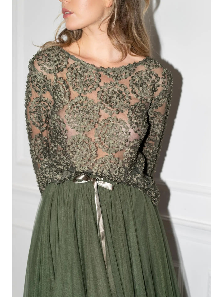 Textured rosette blouse | Olive Green