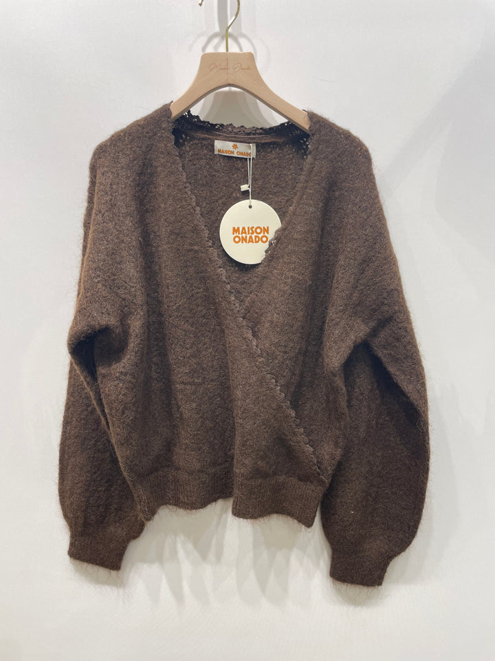 Camille Wool & Alpaca Blend Wrap Jumper - coffee