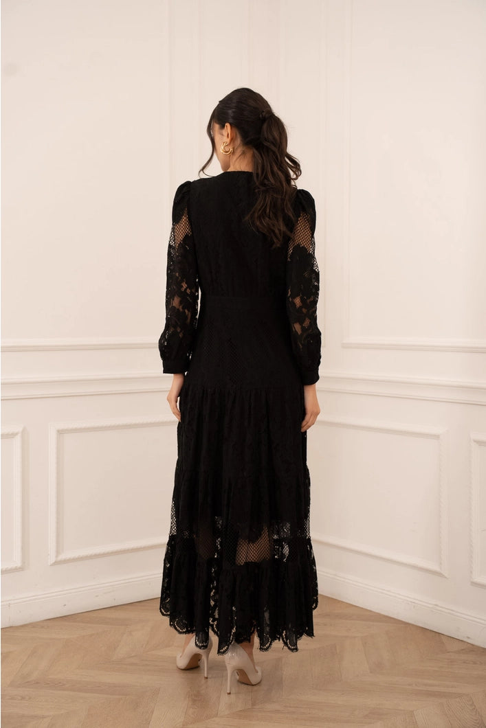 Avril Maxi Lace dress in Black