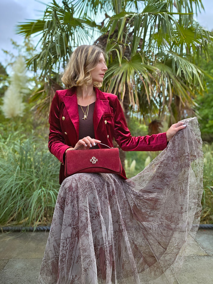 Octavia Velvet Blazer - Burgundy