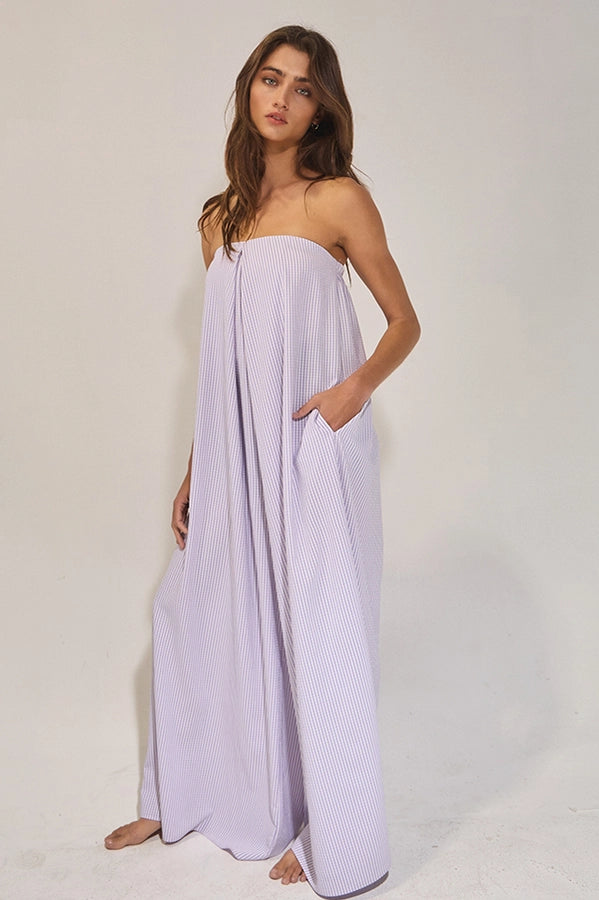 Bali Pin Striped Strapless Flowy Jumpsuit | Lavender