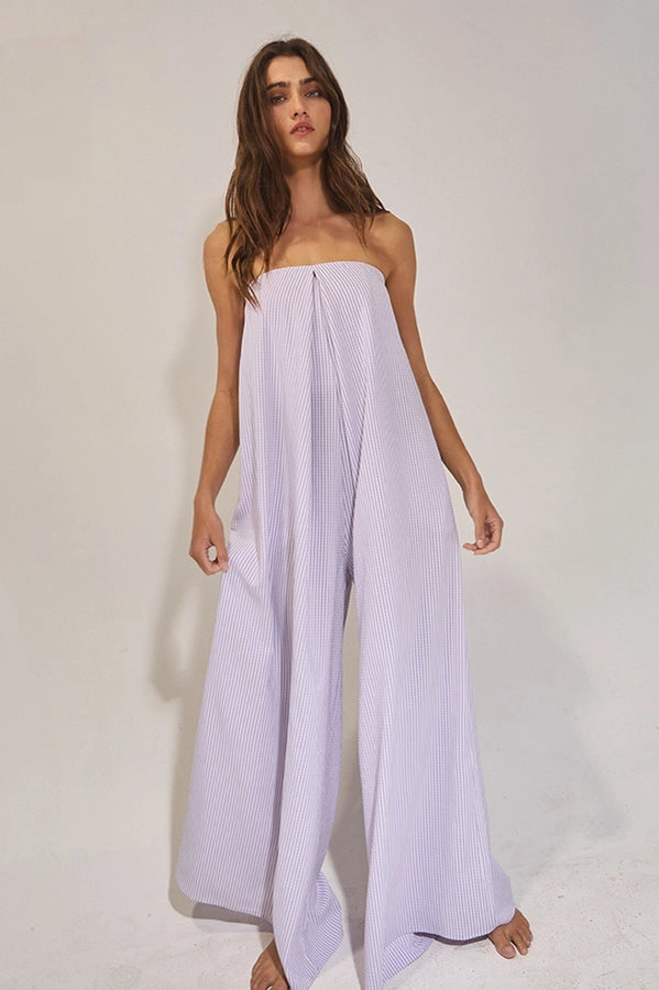 Bali Pin Striped Strapless Flowy Jumpsuit | Lavender