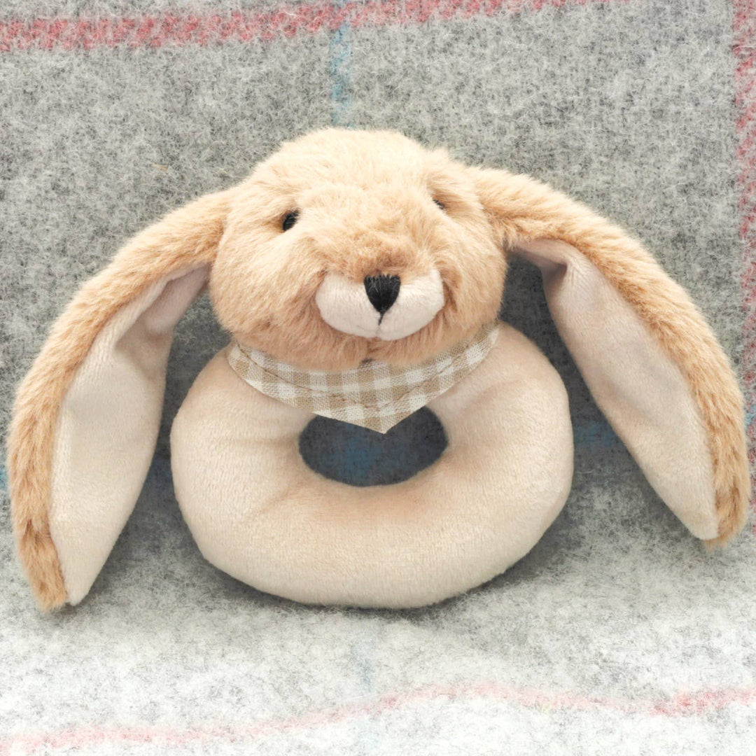 Bunny Baby Rattle Soft Toy Brown 10cm