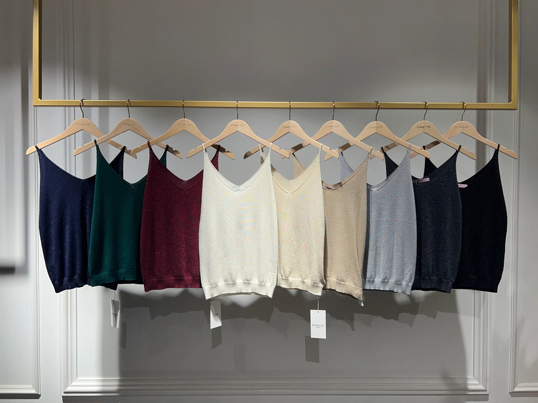 Choklate Paris Metallic Fine Knitted Lurex Vest Top - Monica Luz