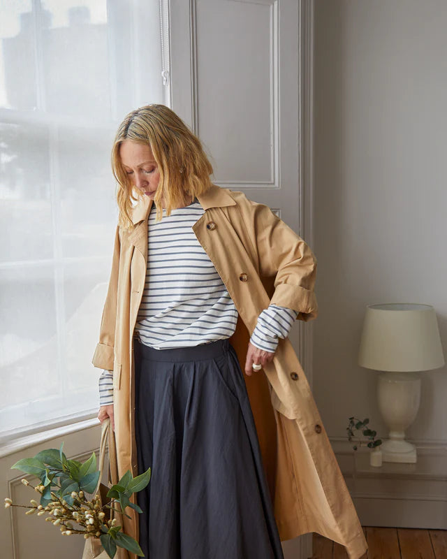 Fleur Stripe Blouse  in Navy/white