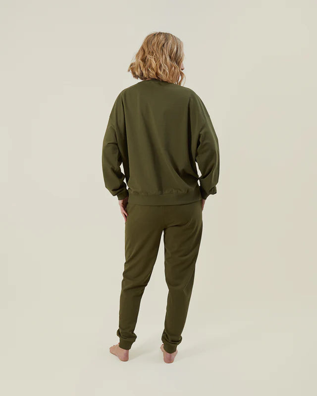 Chalk Nikki Trousers | Khaki Green | Silver