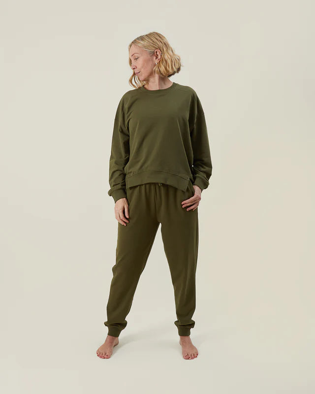 Chalk Nikki Trousers | Khaki Green | Silver