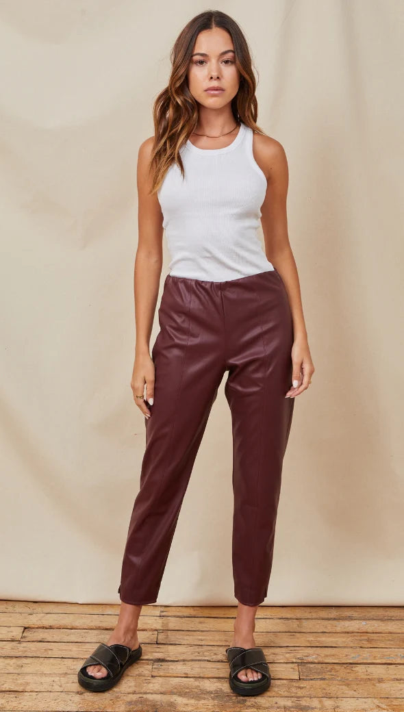 Charli London| Grace vegan leather trousers - Burgundy