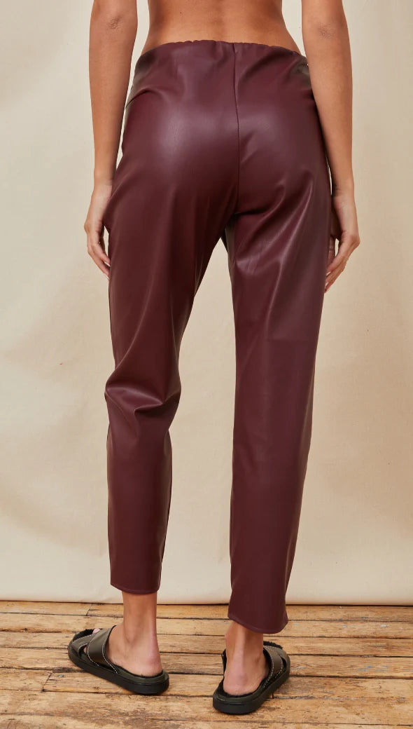 Charli London| Grace vegan leather trousers - Burgundy