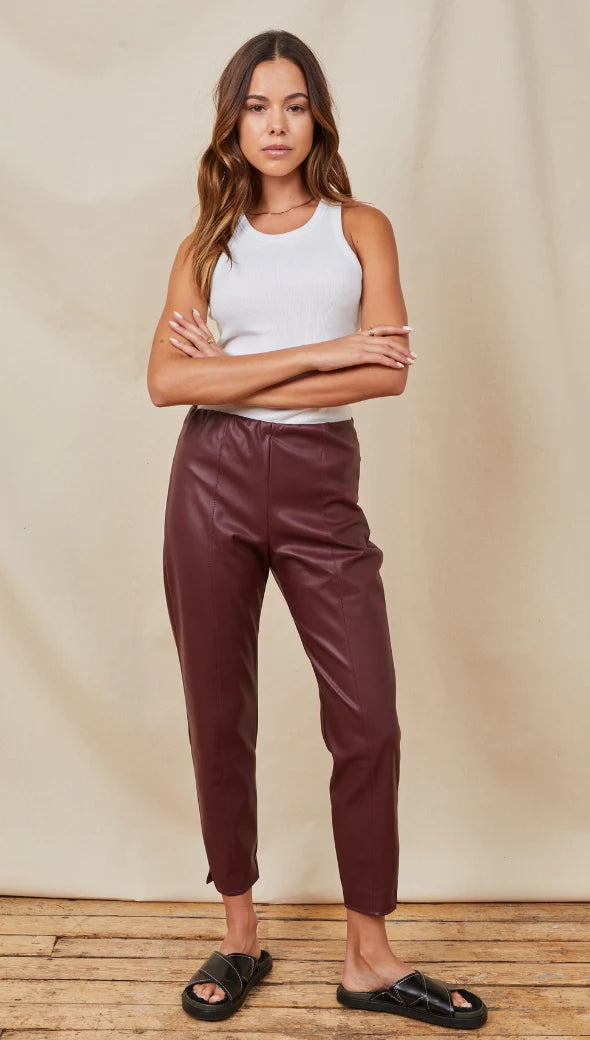 Charli London| Grace vegan leather trousers - Burgundy