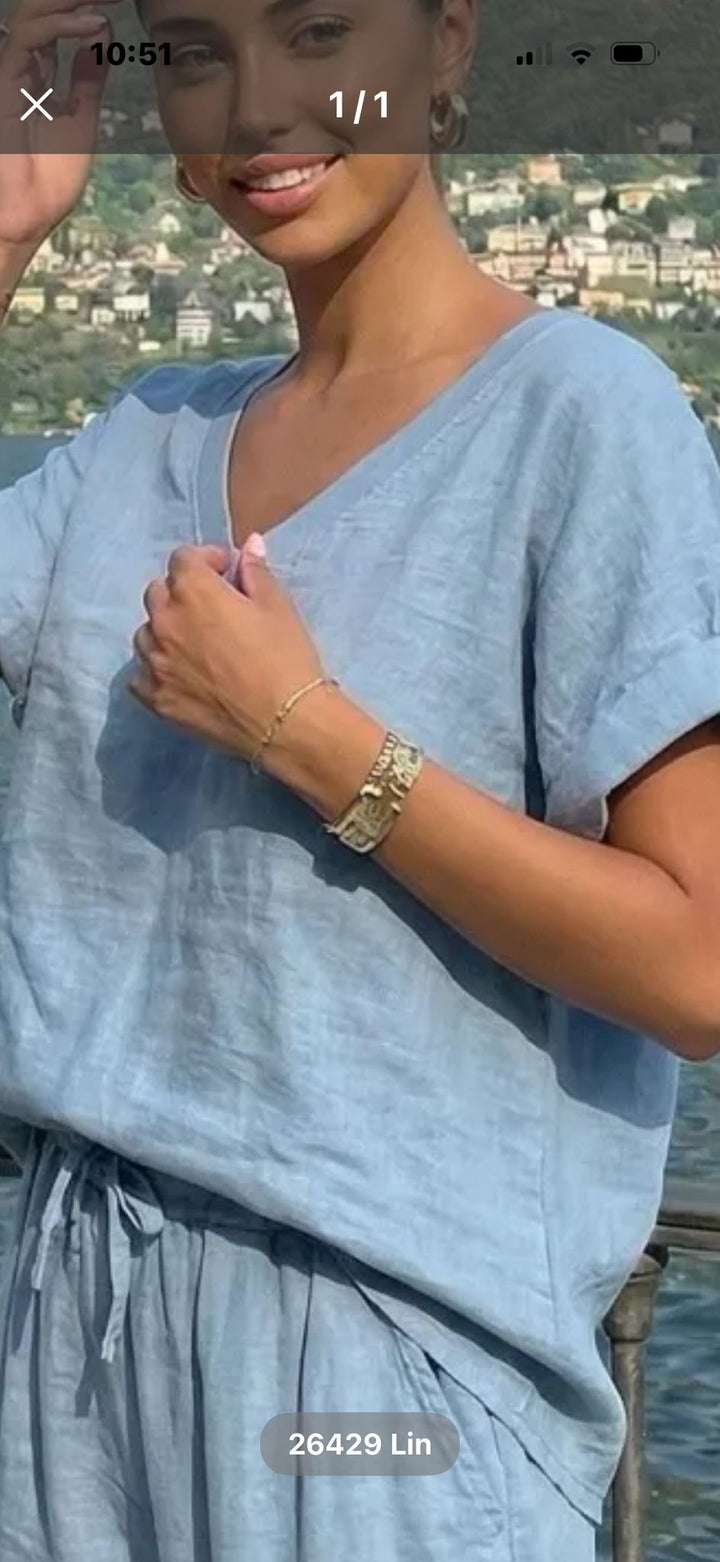 Charlotte V Neck Linen Blouse