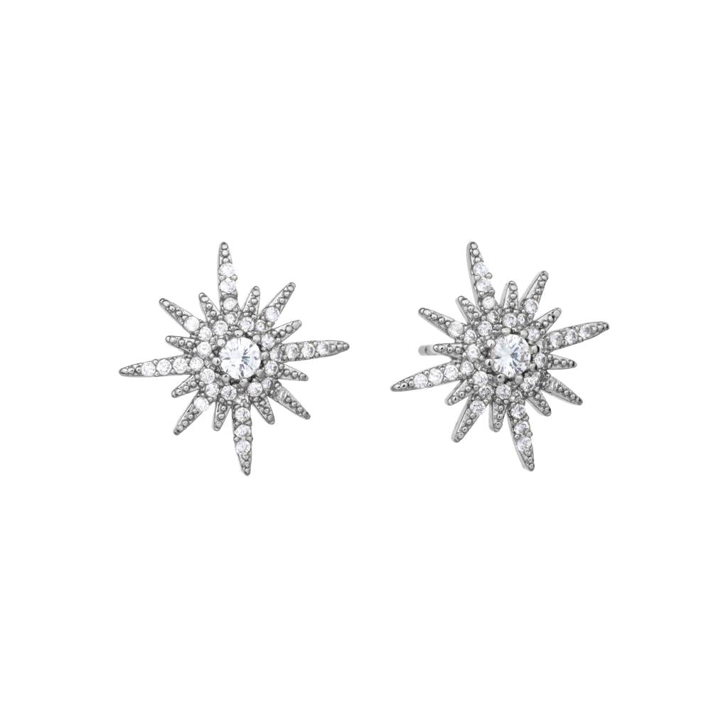 Crystal starburst earring in gold or in silver