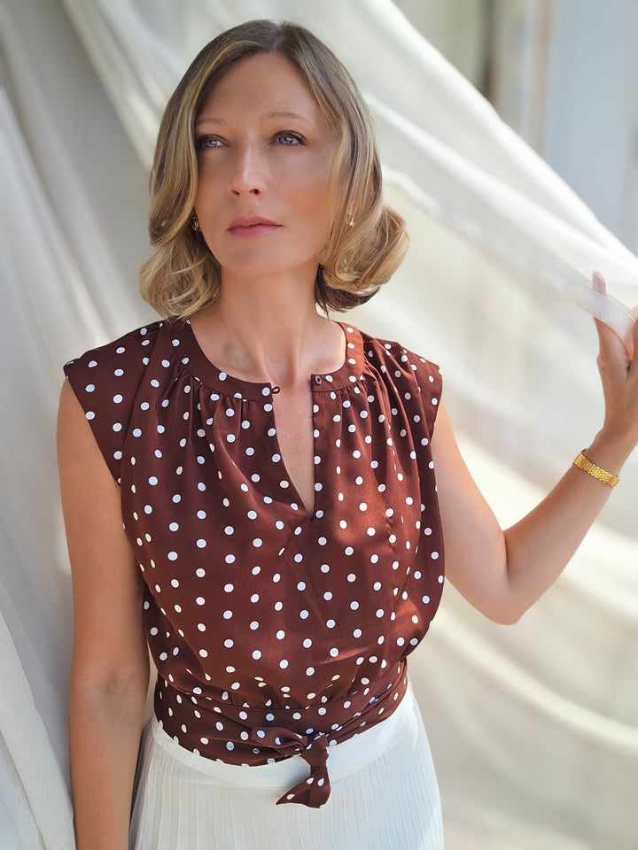 Alexis Polka Dot Blouse - Chocolate