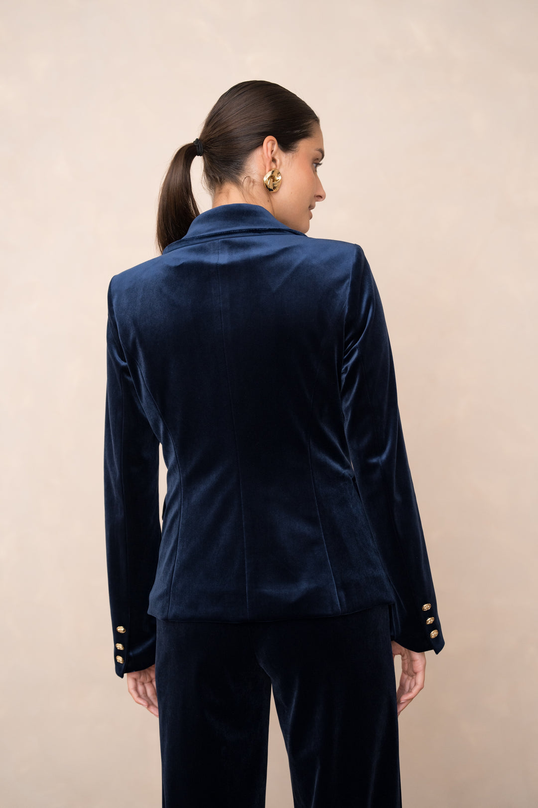 Octavia Velvet Blazer - Navy Blue