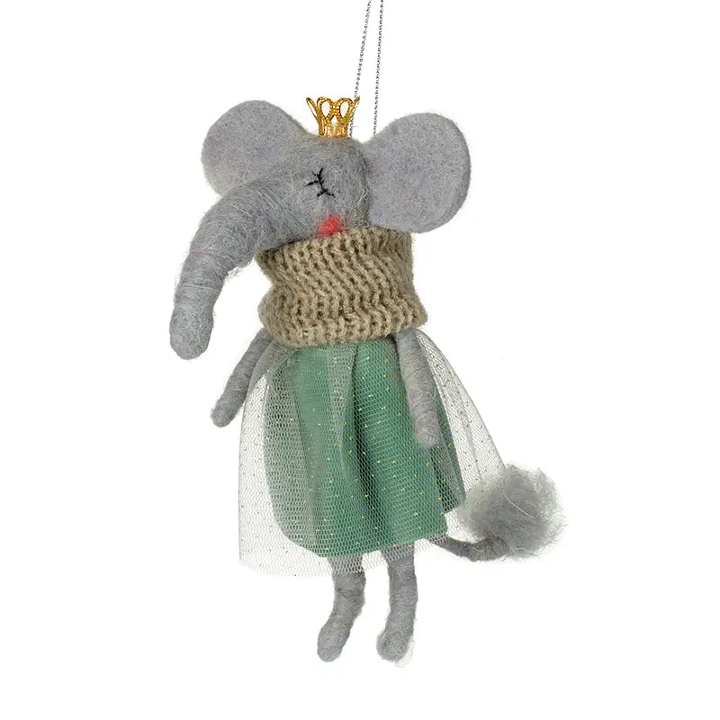 Décor Hanging Woollen Elephant in a Dress