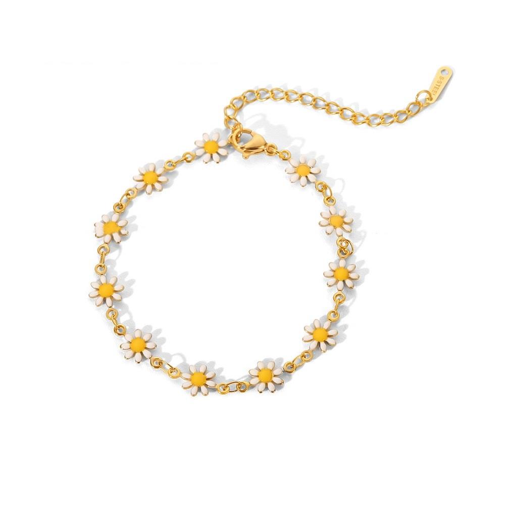 Daisy bracelet in white & gold