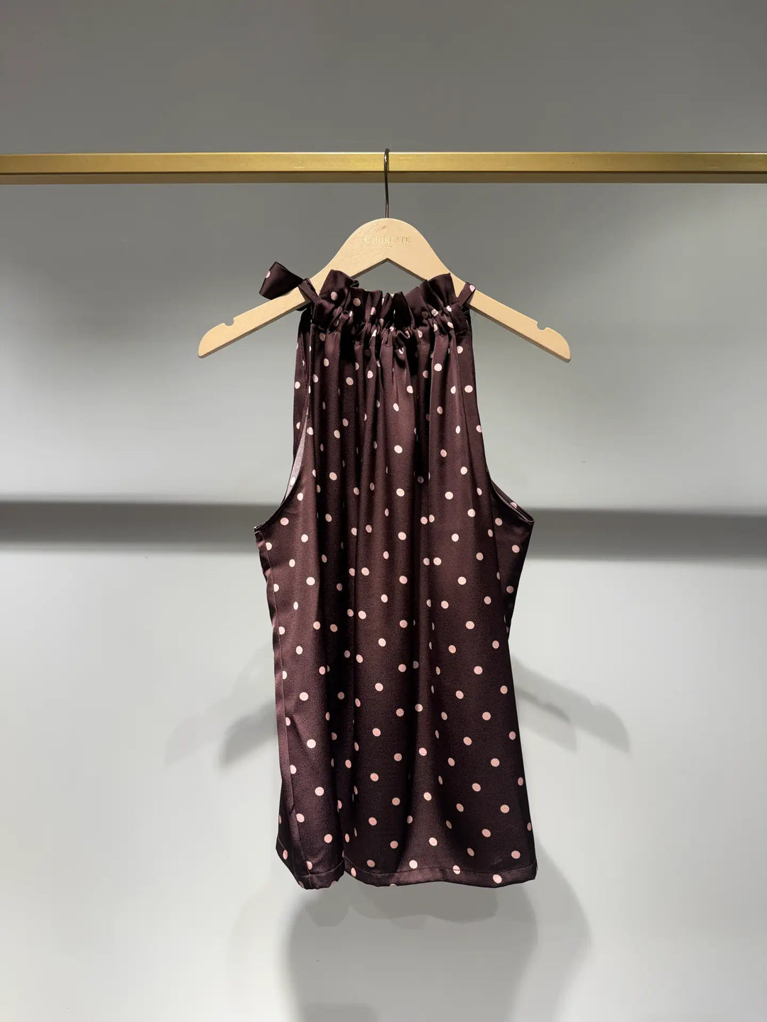 Elisabeth Satin Polka-Dot Printed Top - Plum & Blush dots
